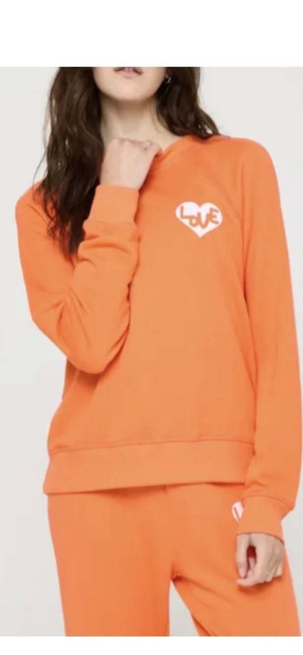 Spiritual Gangster Heart Forever Crew Sweatshirt Orange Size XS